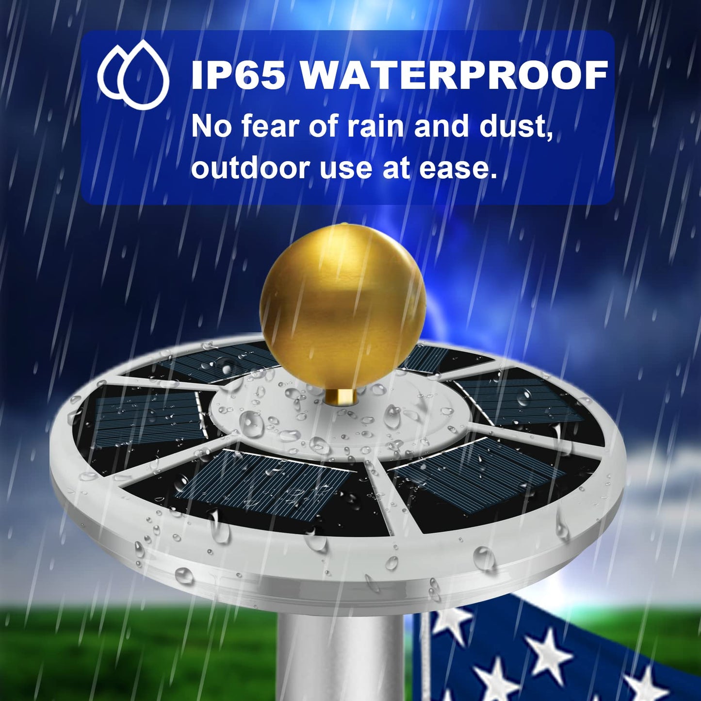 GULADUS Solar Flag Pole Light, 60 LEDs Flag Pole Light Solar Powered, 1800 Lumen, IP65 Waterproof, Dusk to Dawn, 100% Flag Coverage for 15 to 25Ft flagpoles, Deluxe Silver