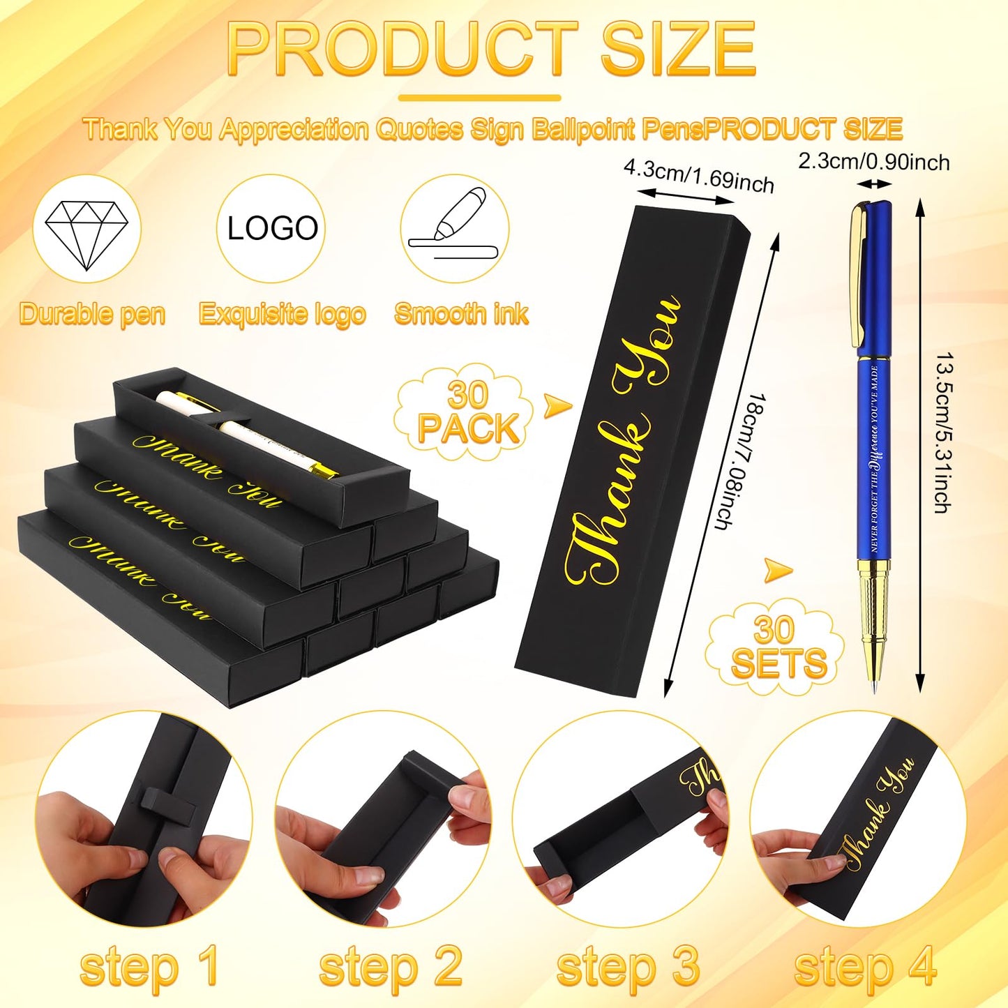 30 Sets Employee Appreciation Gifts Bulk Inspirational Ballpoint Pens with Thank You Gift Boxes Motivational Quote Pen Office Gift Leaving Gifts for Colleagues Nurse Teacher Coworker Team Volunteer