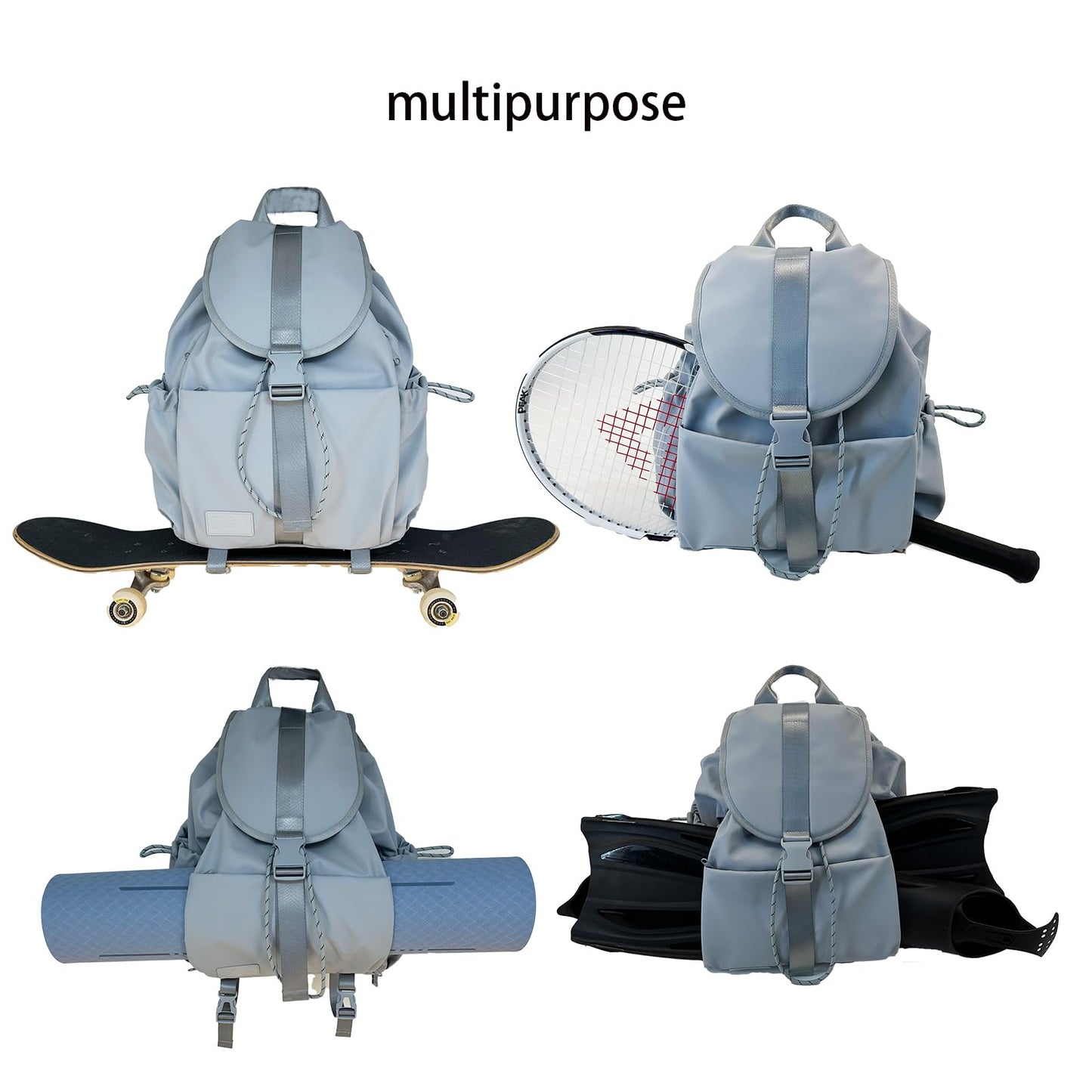 EKE Gym Yoga Tennis Backpack Sport Gift Versatile for Travel Commuting Swim Skateboard Badminton Casual Waterproof Women Men, Macaron Blue, Small 15in, Modern