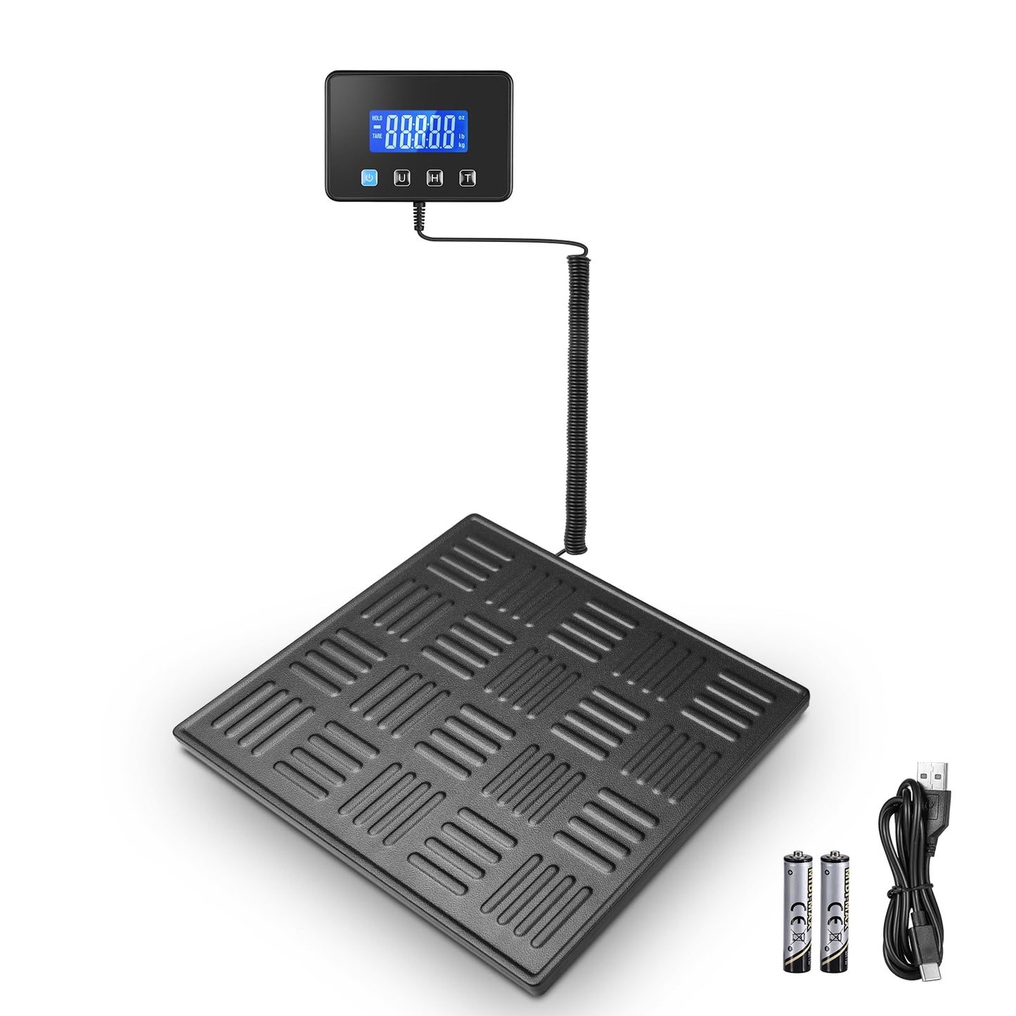 Digital Shipping Scale 300kg, Heavy Duty Postal Scales with Hold and Tare Function, Seperate Screen, Large Platform, Postage Scale for Small Business, Packages (Black)