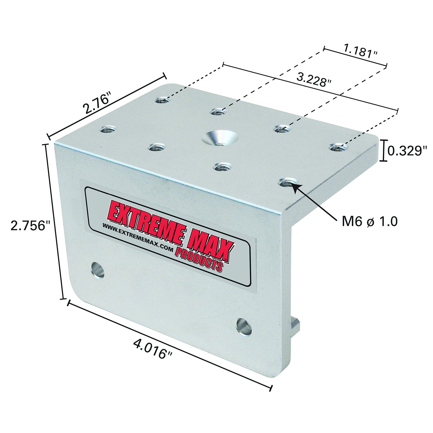 Extreme Max 3005.4405 90° Aluminum Slider Base for Lund Sport Track Systems