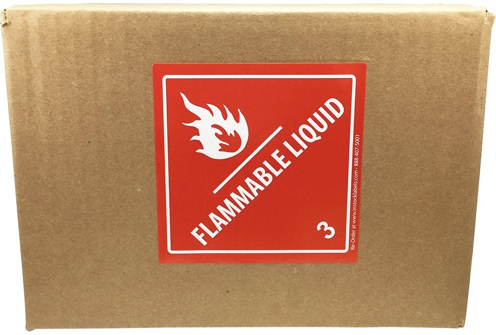 Hazard Class 3 D.O.T. Flammable Liquid Labels | 102 mm 4 x 4" Inch | 500 Pack