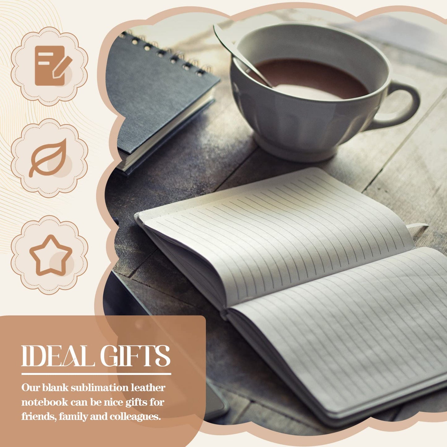 4 Pieces Sublimation Journal Blank Notebooks A6 190 Pages Thick Faux Leather Notebooks Leather Notebooks Leather Sublimation Journal Notebooks for School Office Home Travel Writing Supplies,