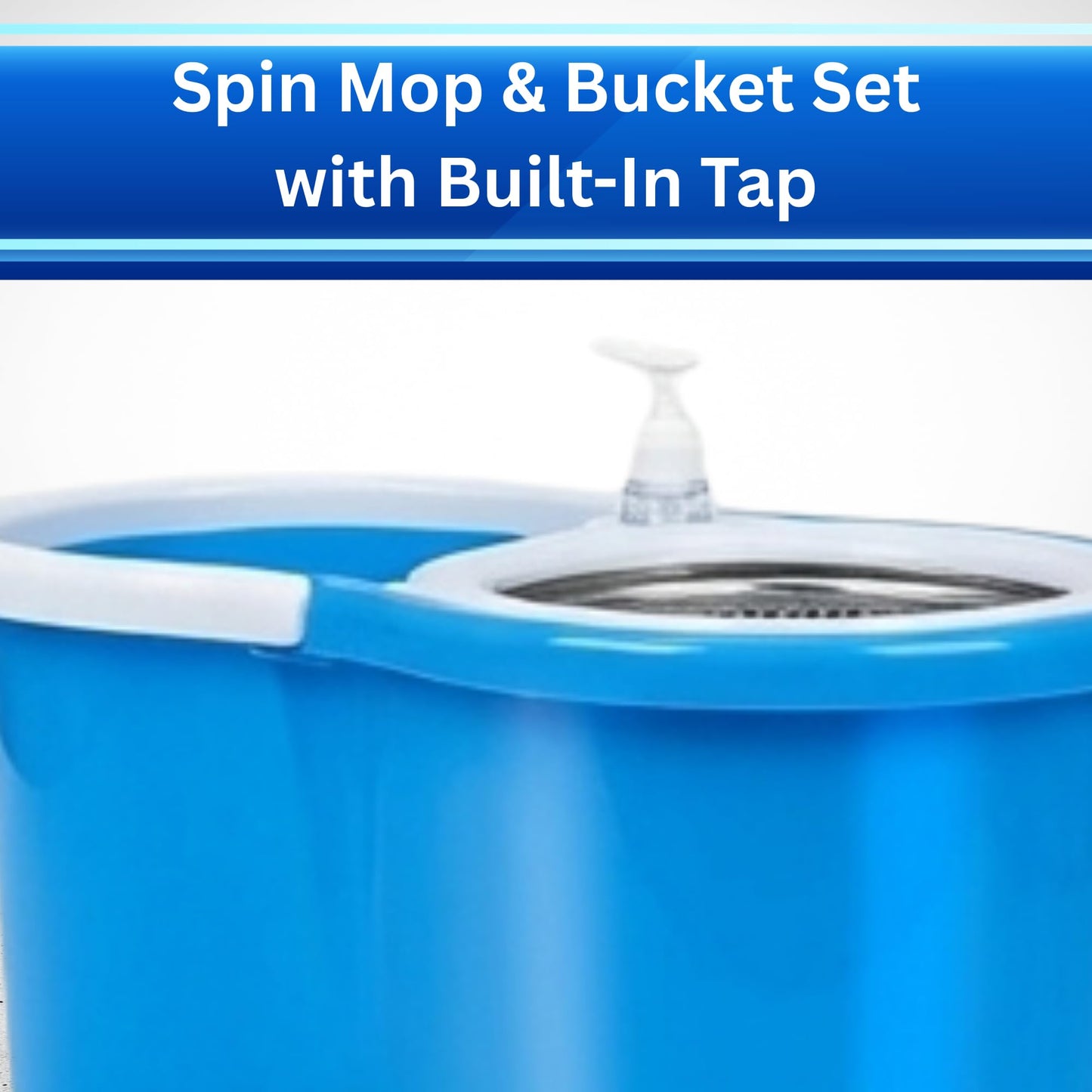 NESTLYF Spin Mop & Bucket Set Blue, 2 PCS Microfiber Mops with Stainless Steel Handle, Easy Self-Wringing System, Durable ABS Bucket, Deep Cleaning for Home Floors