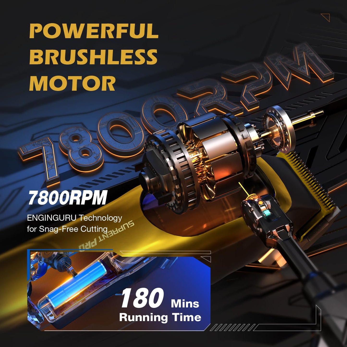 Professional Hair Clippers for Men- High Torque Brushless Motor with DLC Coated Ceramic Blade, Mens Cordless Hair Clippers Set for Barbers with Charging Base, Fashion Gift for Men - Gold