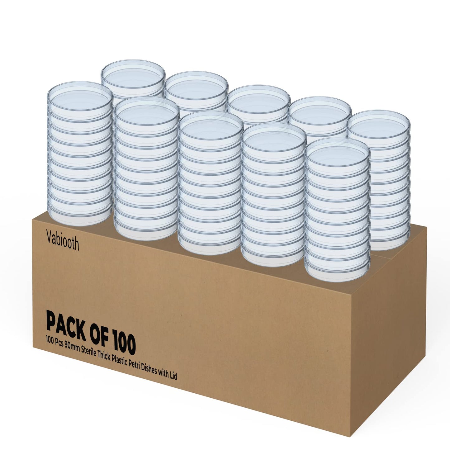 99 Pack Sterile Thick Plastic Petri Dishes with Lid, 90mm Dia x 15mm Deep Clear 3 Vents Petri Dish for Lab Science Experiment