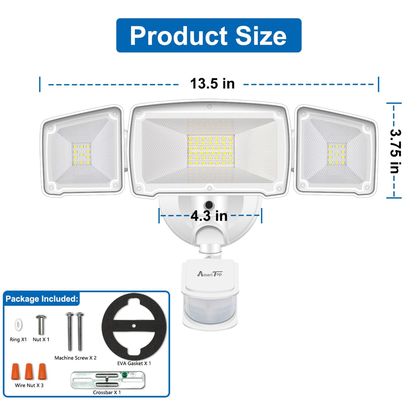 AmeriTop Motion Sensor Lights Outdoor, AmeriTop 35W Ultra Bright 3500LM LED Security Flood Lights with Motion Sensor Mode & Dusk to Dawn Sensor Mode/ ETL Certified IP65 Waterproof Outdoor Light