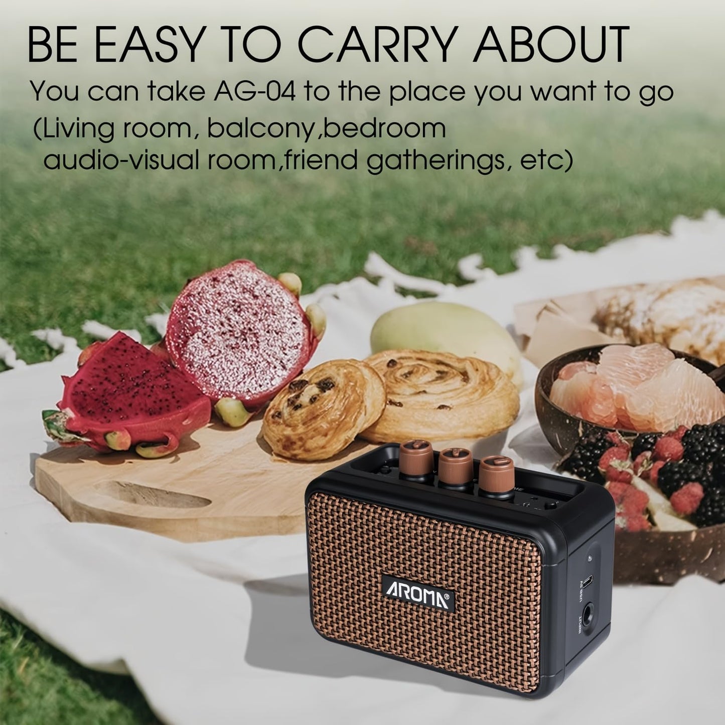 Ulumac Aroma Mini Guitar Amplifier, 5W Small Electric Guitar Amp with Clean/Overdrive Channel, Rechargeable Portable Amp, AG-04