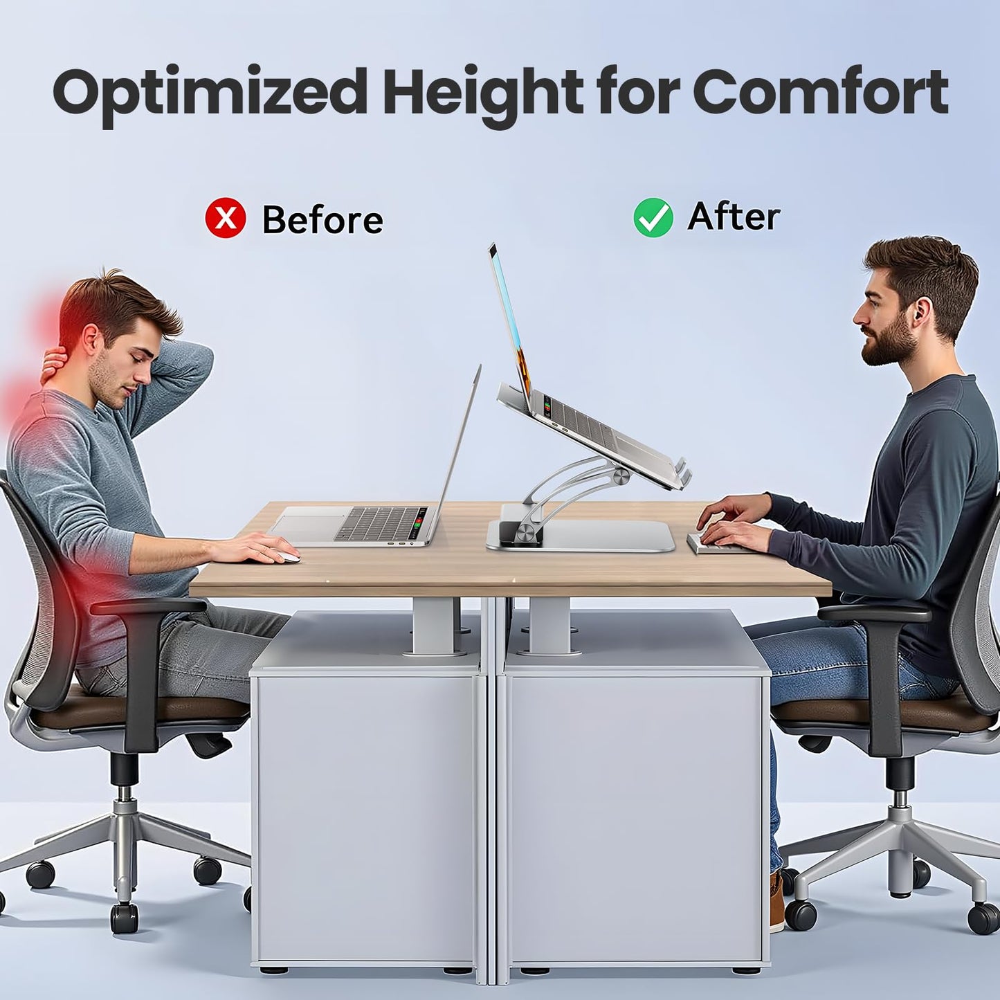 Tounee Laptop Stand with Detachable USB-C Hub, 100W PD Charging, 4K@60Hz HDMI, USB-A & USB-C 3.0 Ports, Host Port, Ergonomic Aluminum Laptop Holder for 10-17" Laptops, MacBook & More (Silver)