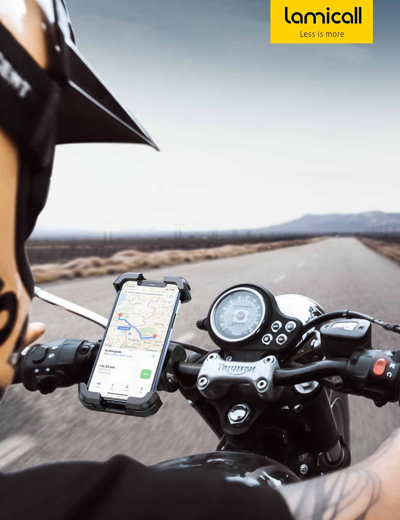 Lamicall Motorcycle Phone Mount Holder - Cell Phone Bike Holder, Adjustable Bicycle Scooter Handlebar Phone Cradle Clip for iPhone 16 15 14 Pro, iPhone 17, Galaxy S23 and 4.7"- 6.8", Mom Gift