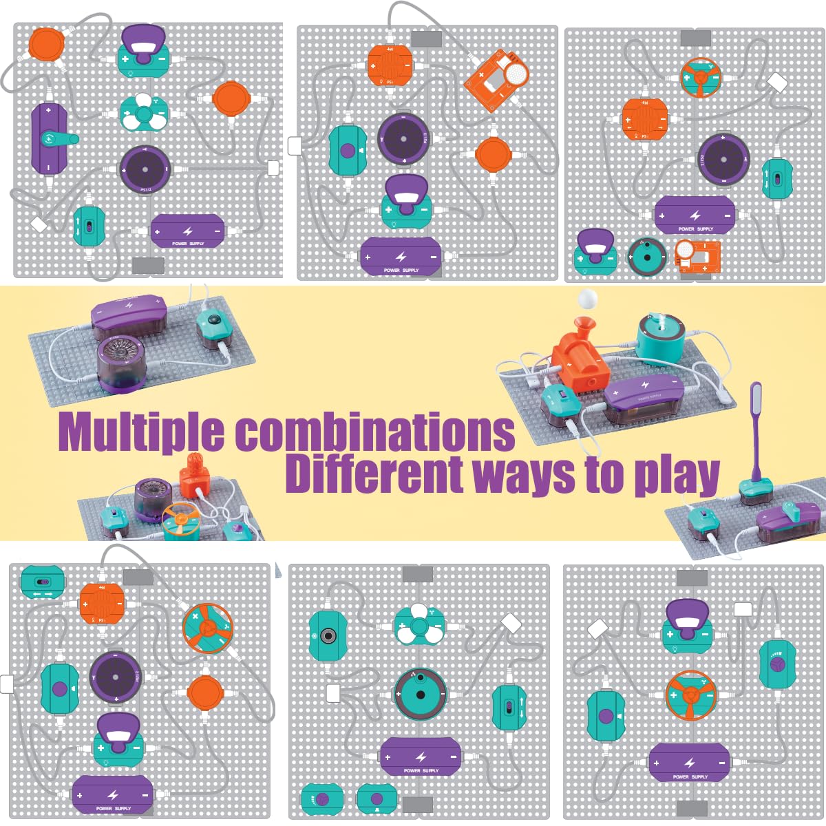 Circuit Board for Kids with 101 Experiments Learning Electricity, 45 PCS Circuit Blocks Board, DIY Electronics Exploration Kit, Physics Science Circuits Toy, STEM Projects Educational Toy for Children