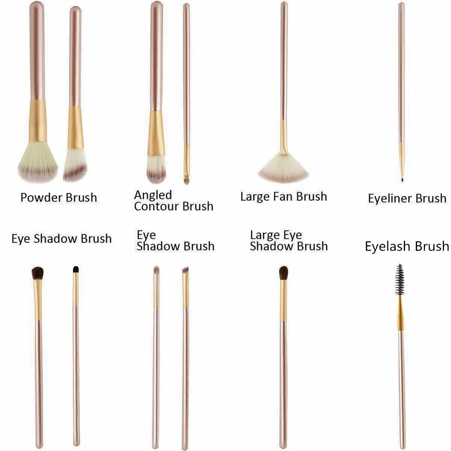 12 Piece Makeup Brushes Set | Horse Hair Professional Kabuki Makeup Brush Set Cosmetics Foundation Makeup Brushes Set Kits with White Cream-colored Case Bag by YOA