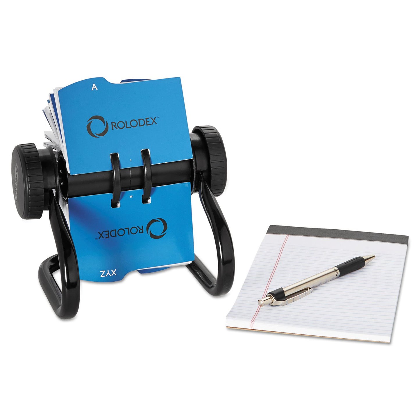 Rolodex 67236 Open Rotary Business Card File w/24 Guides Black