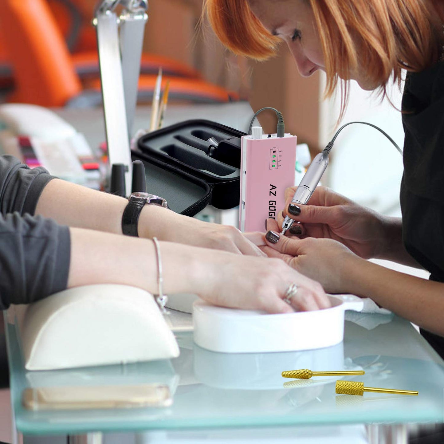 Cordless Nail Drill, AZ GOGO 30000RPM Rechargeable Portable Electric Nail Drill Machine for Gel Acrylic Nails - Efile Manicure/Pedicure Kit with EVA Bag (Blue)