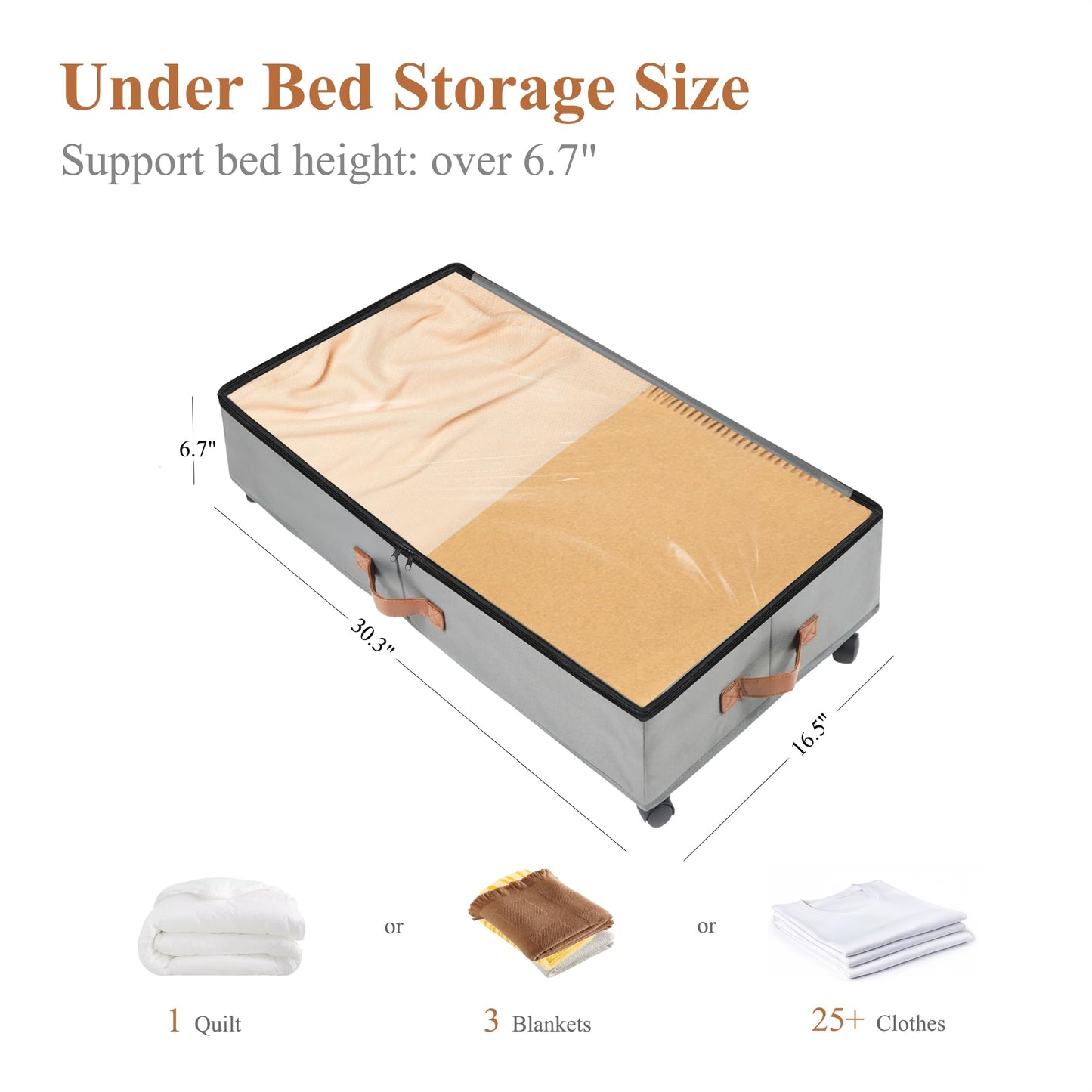 Butly Under Bed Storage with Wheels, 2 Pack Closet Organizers Container Clear Top and Reinforced Handle Rolling, Underbed Storage Bags for Clothes, Comforter, Blanket, Pillows, Toys, Shoes