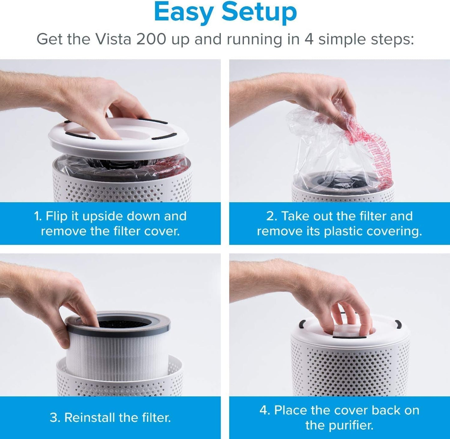 Levoit Vista 200 Air Purifier Replacement Filter, Genuine Vista 200-RF Air Filter, High-Efficiency Activated Carbon for Removal of Smoke, Odor, Allergens, Pollen,1 Pack