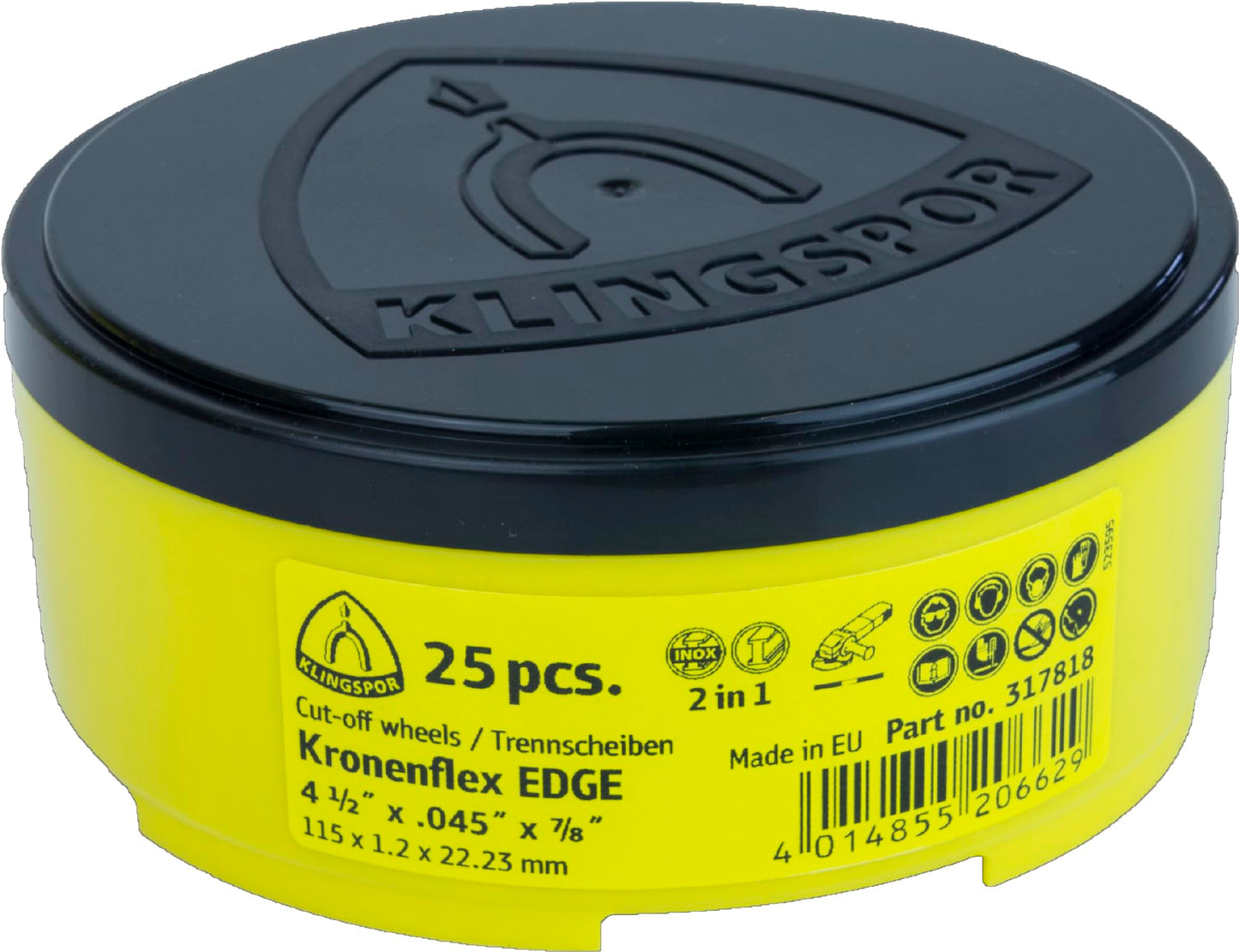 Klingspor 317818 4-1/2" x .045" x 7/8" Kronenflex Edge Cutting Wheel – Precision Performance for Metalworking Professionals - Pack of 25
