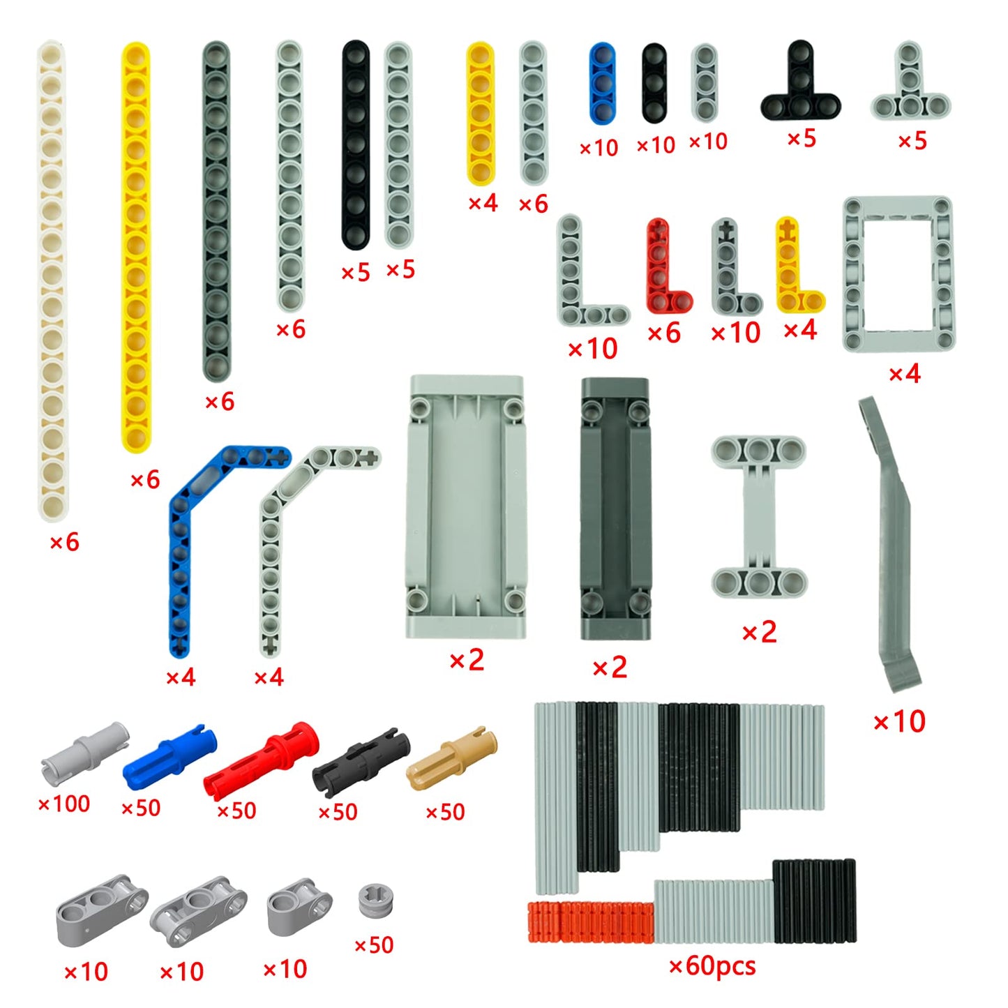 BroTex Technic Parts-Liftarm Beams Commectors Bricks Sets - 580 Pieces Panels Axles Pins Chassis Frame Beam Building Block Parts Sets