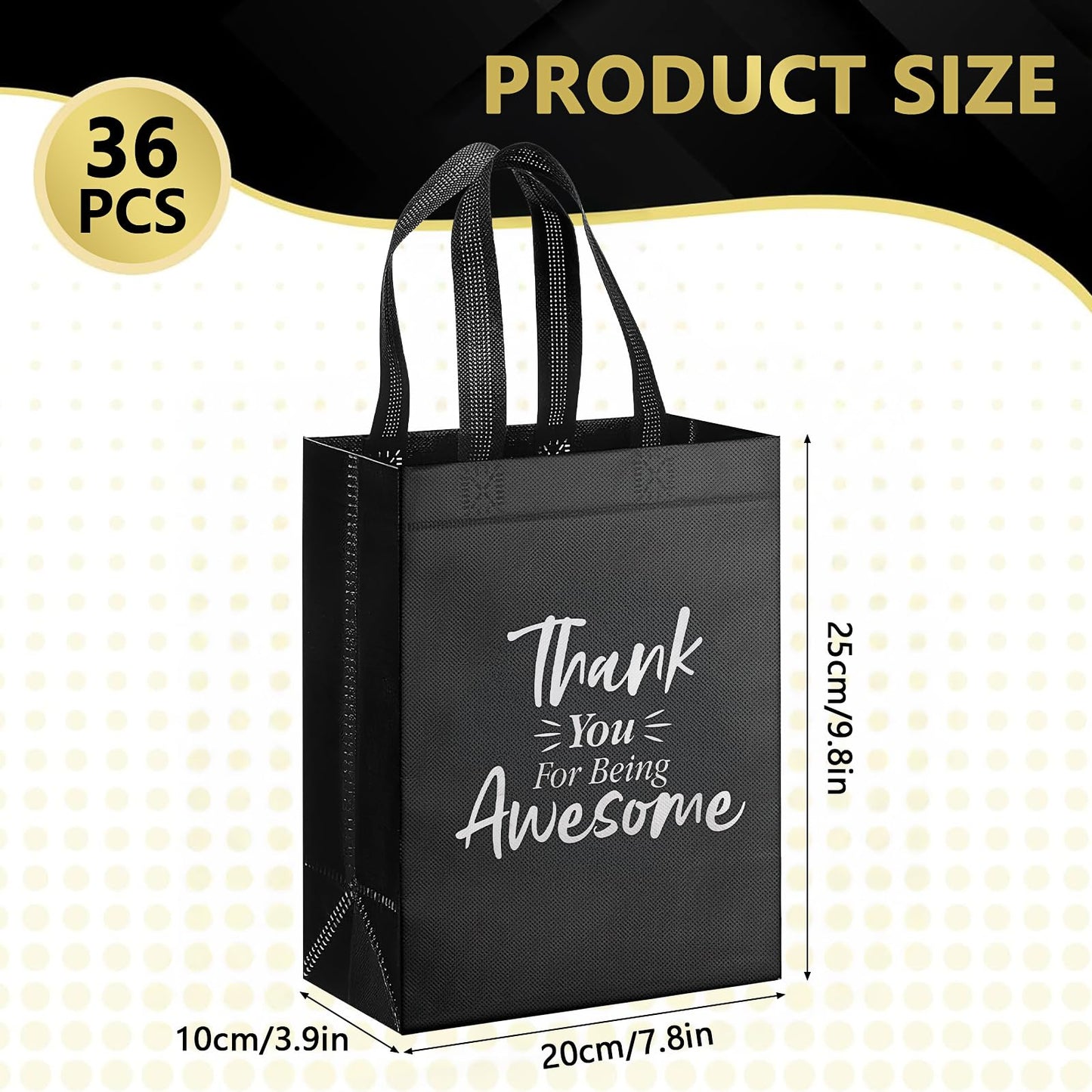 36 Pack Reusable Grocery Bags Bulk, Non-Woven Party Favor Bags, Thank You Gift Bags With Handles, Tote Goodie Gift Bags for Graduation Wedding Birthday Business Employee Appreciation, 10 x 8 x 4 Inch