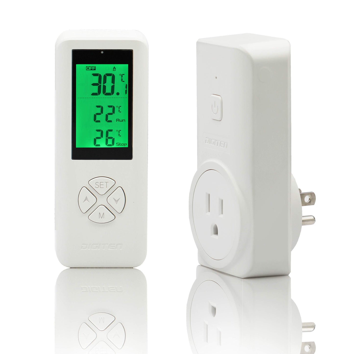 DIGITEN Wireless Temperature Controlled Outlet, Digital Plug in Thermostat with Remote Control, Built in Temp Sensor, Heating & Cooling Mode, Works with A/C, Fans, Space Heaters