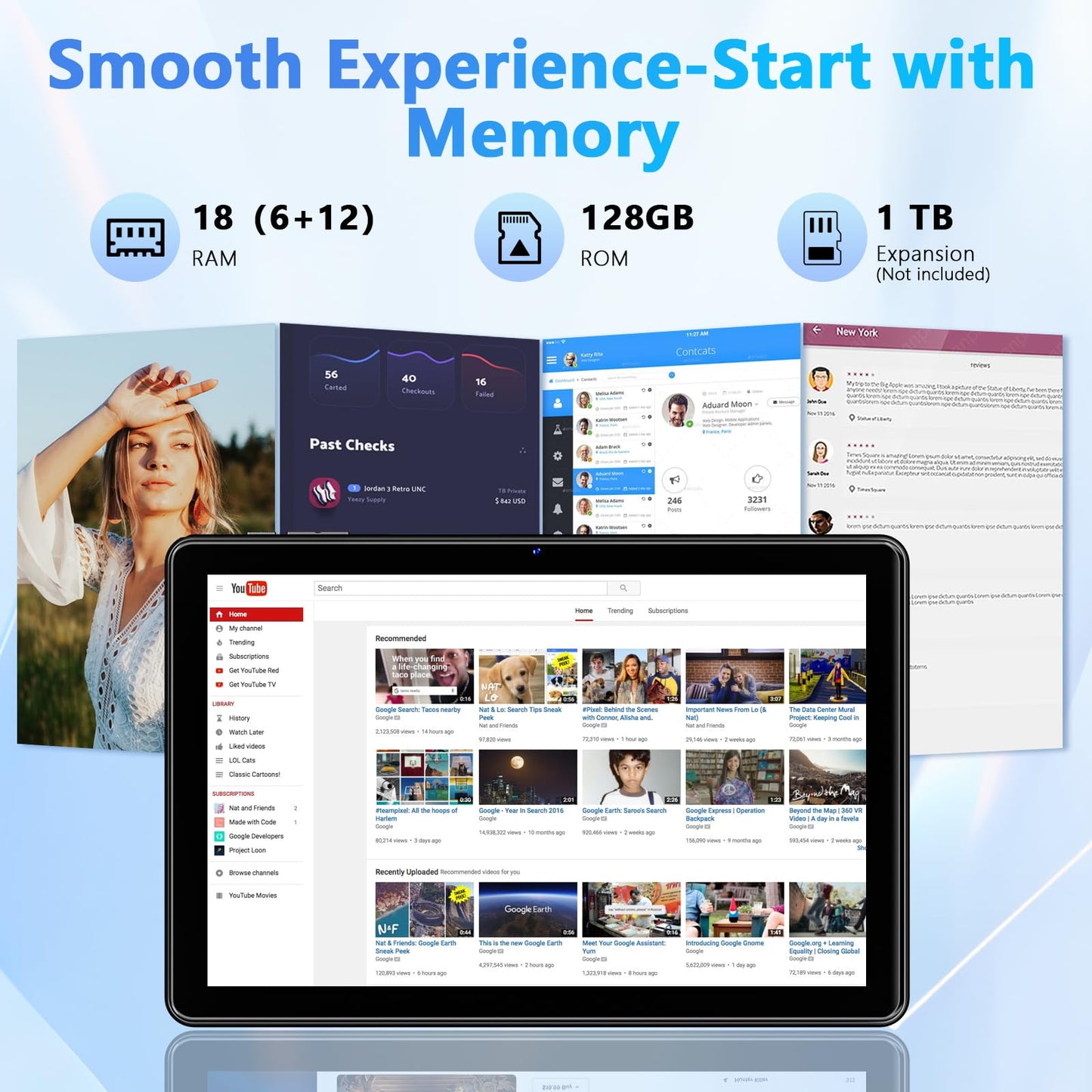 10 Inch Tablet, Android 15 Tablets with 18GB RAM+128GB ROM(Expand to 1TB), Octa Core 1280 * 800 IPS HD Display, 6000mAh Battery, Dual 5MP+8MP Camera, 5G/2.4G WiFi