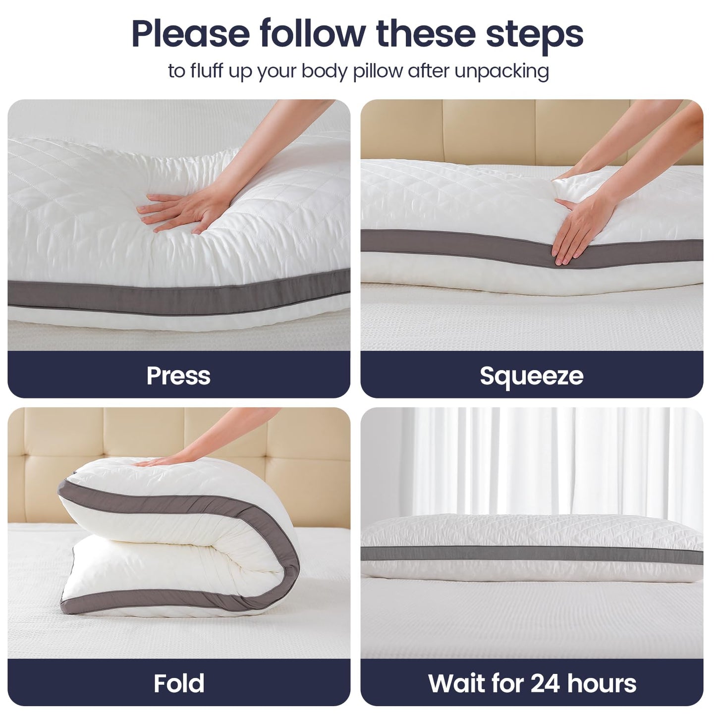 Rainmr Shredded Memory Foam Full Body Pillow, Long Hugging Bed Pillows for Adults, Breathable Extra-Firm Large Pillow for Side Sleep, Big Support Body Pillow for Sleeping (20 x 54 Inches)