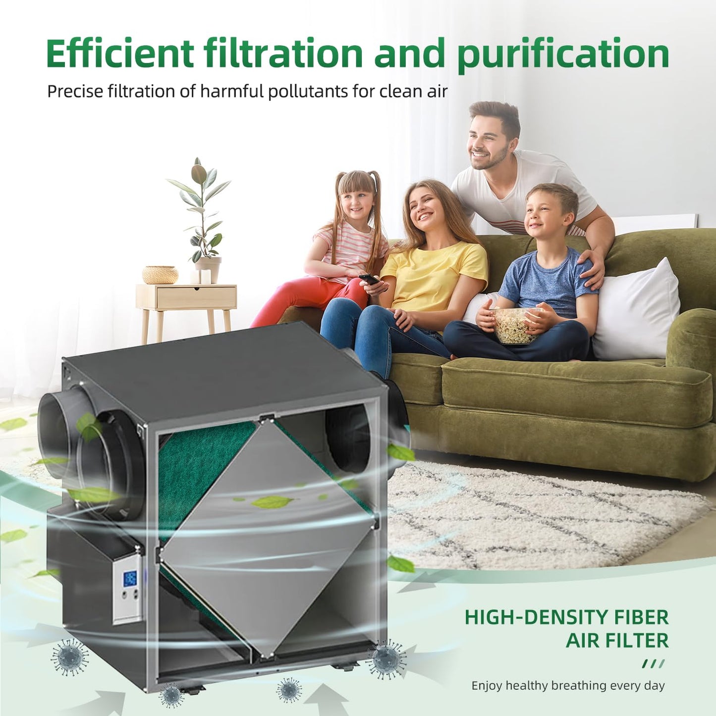 65-160 HRV Filter Replacement Compatible with Lifebreath Heat Recovery Ventilator, Reusable Square Air Exchanger Filter,Measuring 9‐3/4" x 12‐1/2" x 3/4" (4 Pcs)