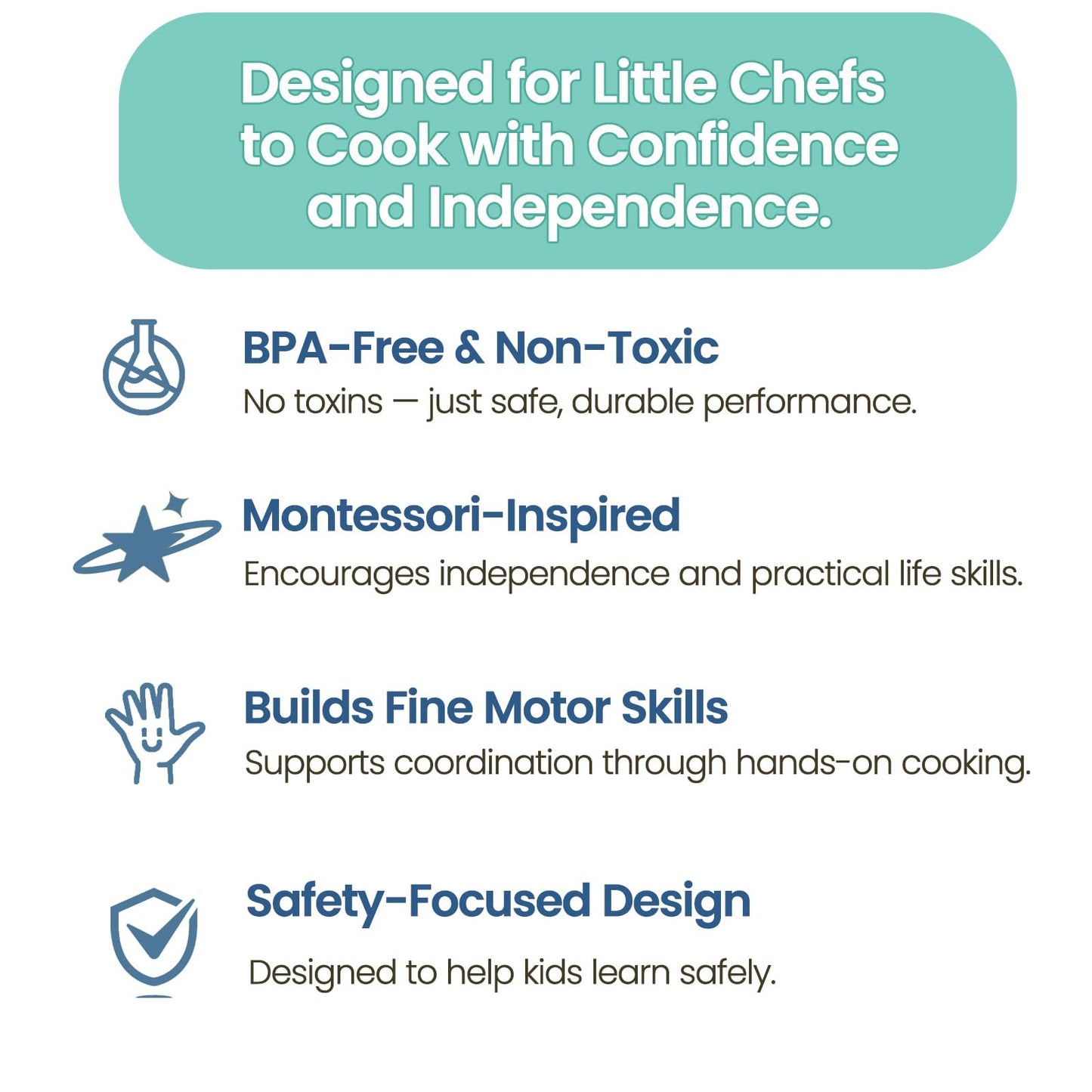 KIBBIDEA Kids Safe Knife Set for Real Cooking 4pcs, Rounded Design Won't Cut Skin, Stainless Steel Toddler Friendly Knife Set, Child Kitchen Knives for Cutting Fruits, Vegetable and Cake, Gift for Boys & Girls