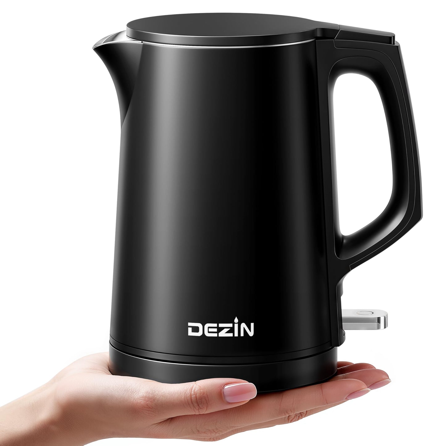 Dezin Electric Kettle, 0.8L Portable Travel Kettle with Double Wall Construction, 304 Stainless Steel Electric Tea Kettle for Business Trip, Small Electric Kettle with Auto Shut-Off , Black (Without Cup)