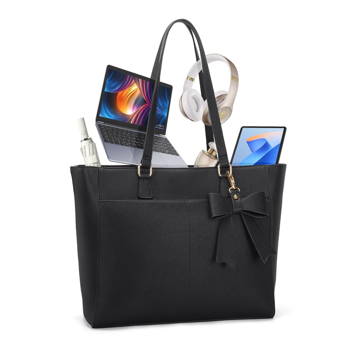 RAINSMORE Laptop Bags for Women 15.6 inch Work Bag Women Tote Bags Large Waterproof Teacher Bag for Work University Commuting