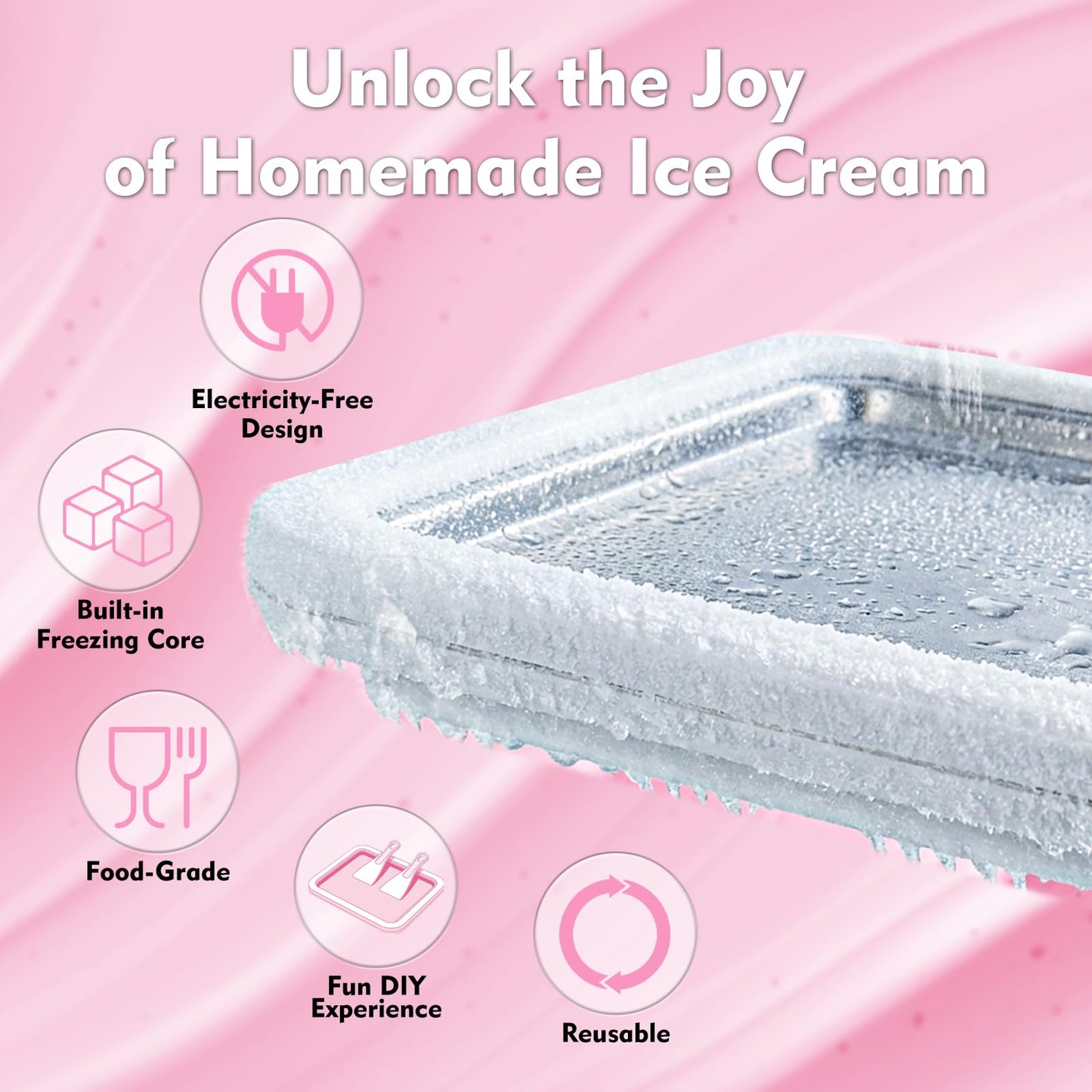 Premium Rolled Ice Cream Maker Kit with Recipe Book, Stainless Steel Freeze Tray, 2 Food Grade Spatulas & Gift Ready Packaging. Electricity-free Homemade Instant Ice Cream Roll Maker