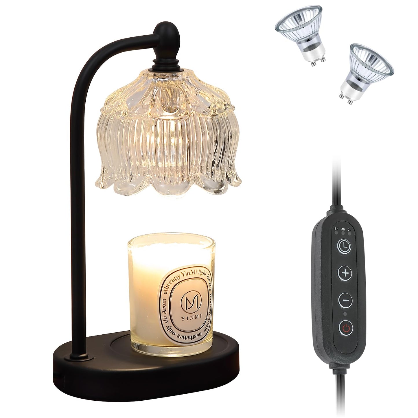 Electric Candle Warmer Lamp with Timer and Dimmer,Flameless Wax Black Melt Warmer with 2 Bulbs for Jar Candles,House Warming Gifts New Home Decor for Mothers Day Gifts Birthday Gift