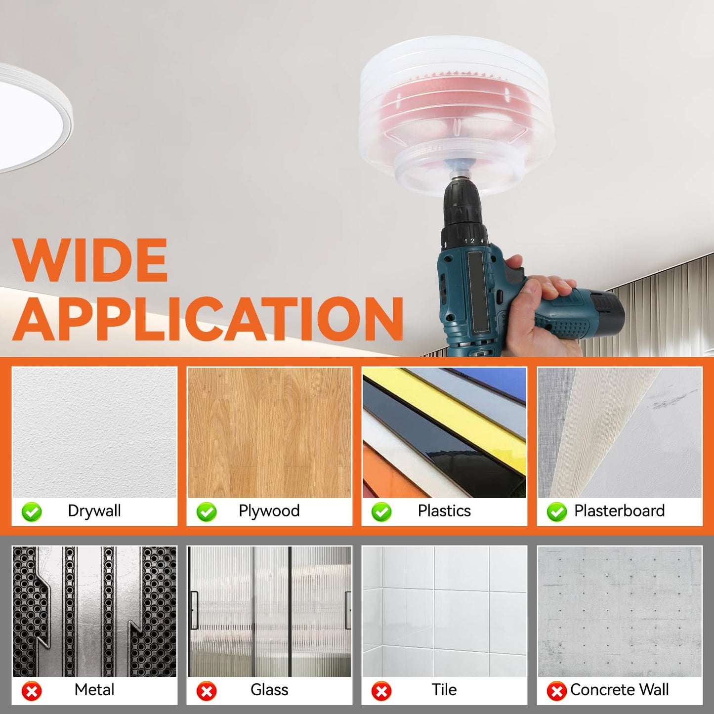 6 1/4 Inch & 4 1/4 Inch Hole Saw for Recessed Lights, 159mm & 108mm Hole Saw with Dust Bowl Catcher for 6 Inch Led Recessed Lighting 4 Inch, Bi-Metal Wood Drywall Hole Cutter