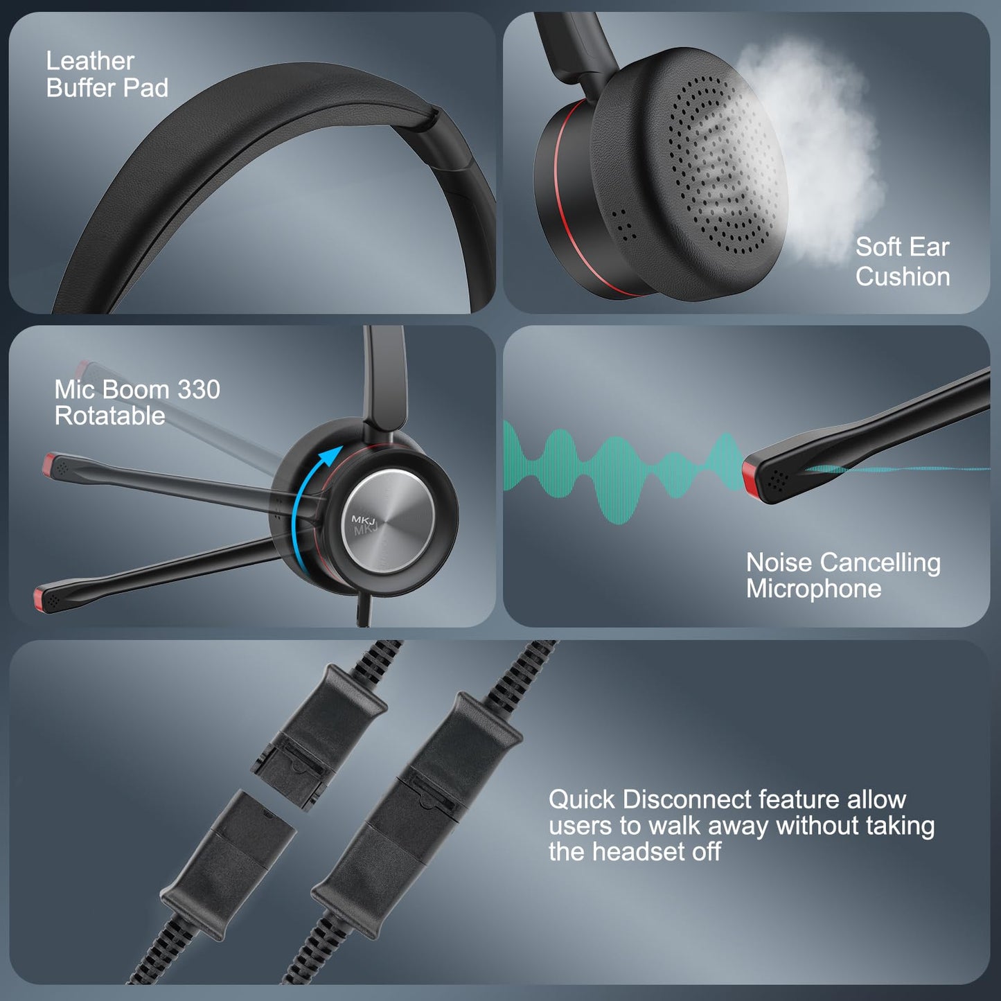 MKJ Cisco Headset Corded RJ9 Call Center Office Phone Headset with Microphone Noise Cancelling for Cisco CP-7821 7841 7861 7941G 7942G 7945G 7962G 7965G 7970 7971G 7975G 8841 8865 8851 9975