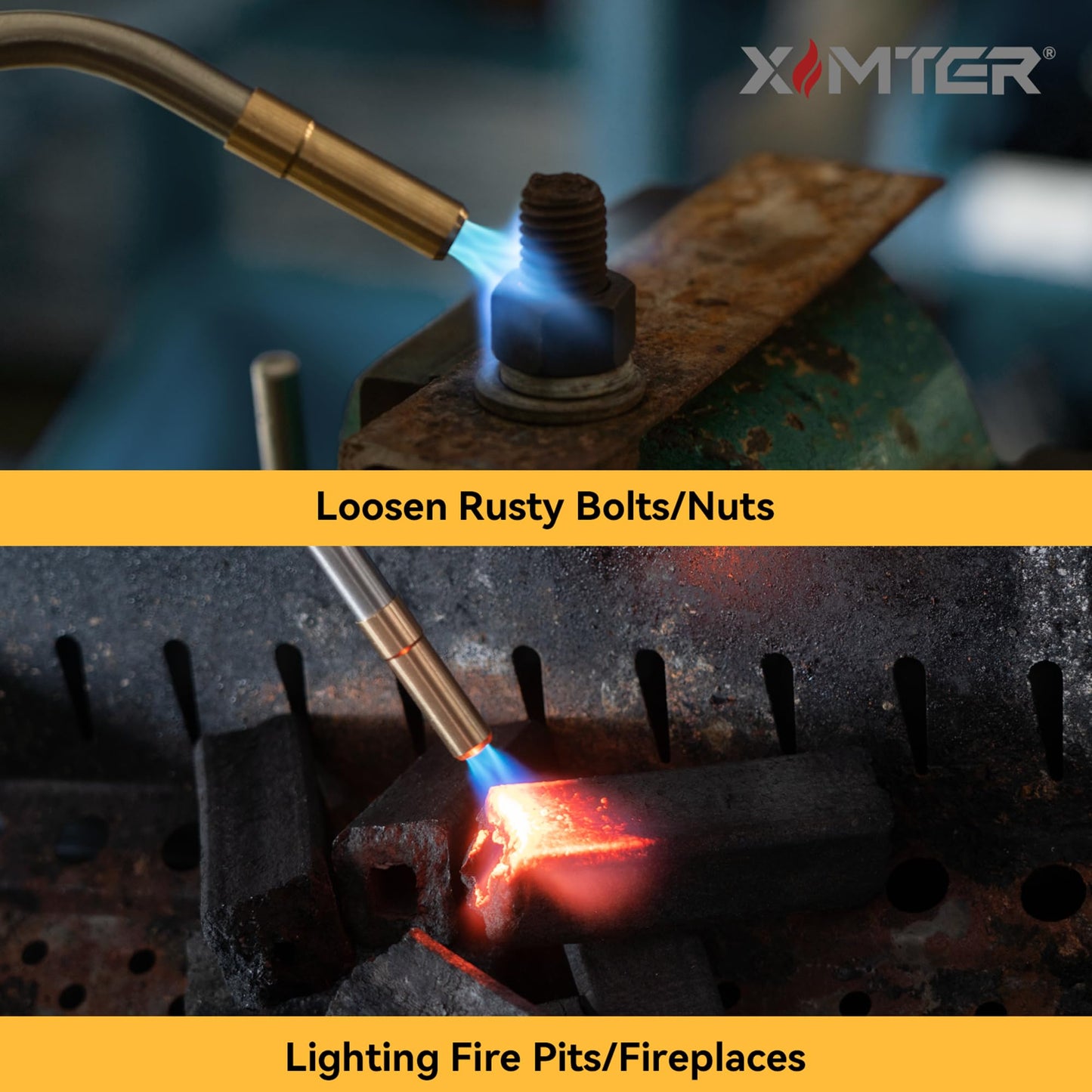 Ximter MAPP Propane Torch Head - Durable Cast Aluminum Body MAP Gas Torch, Fast Self-Ignition & Adjustable Swirl Flame, for Welding Brazing Lighting Melting HAVC DIYer