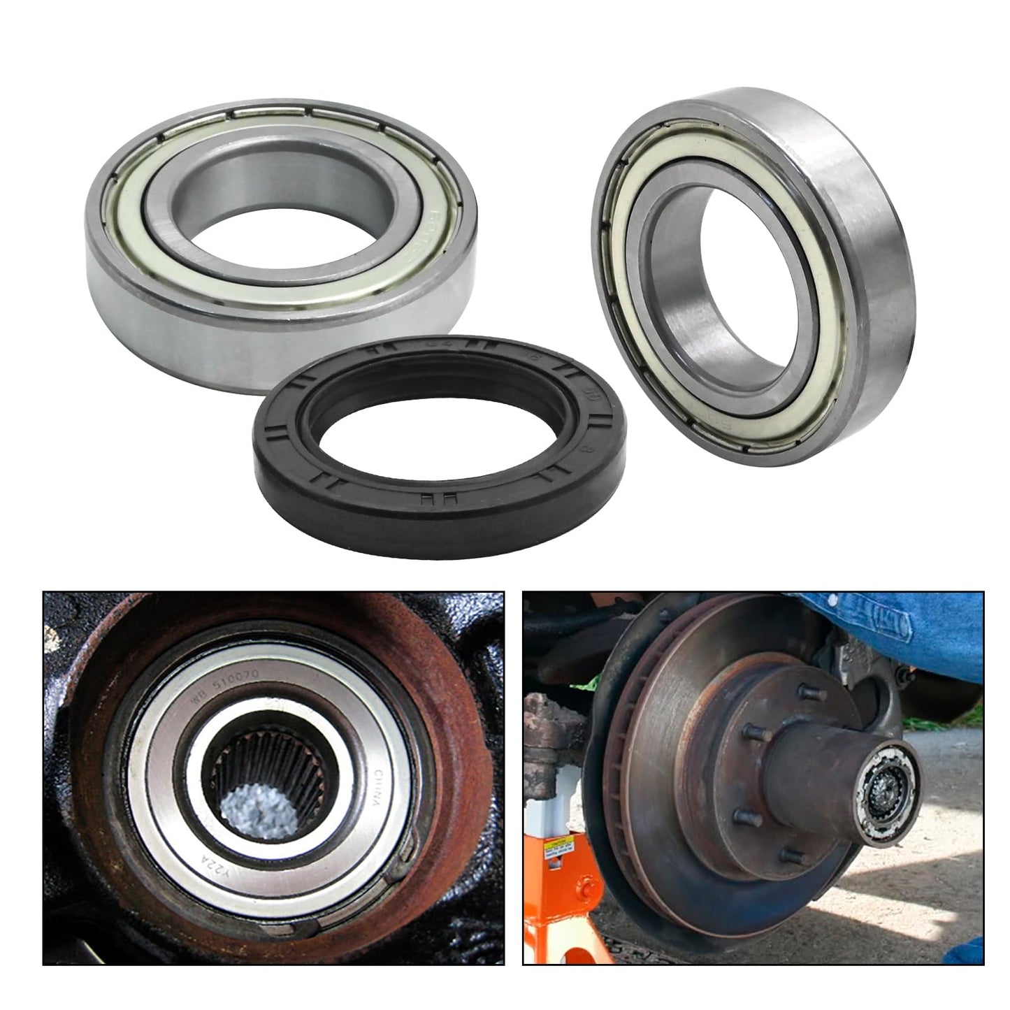 DUZFOREI Front Wheel Bearing and Seal Kit 4 Pcs with Seal Replacement for Yamaha Grizzly 350 450 Kodiak 400 450 Big Bear 2WD 4WD Bruin 350 Replace #93306-006Y2-00