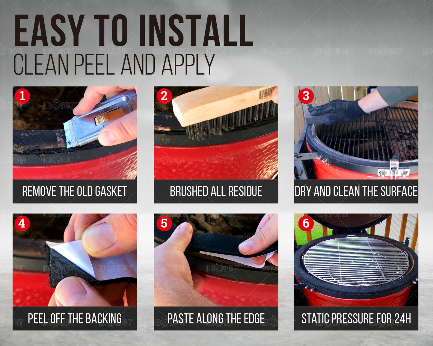 Kamado Joe Grill Gasket Seal Replacement Kit with Adhesive - 15Ft, 1.2" Wide, 0.2" Thick, Barbecue Seal Felt Parts for Classic Joe, Big Joe, Vision Grills, Oklahoma Grills, Smoker Gasket Accessories