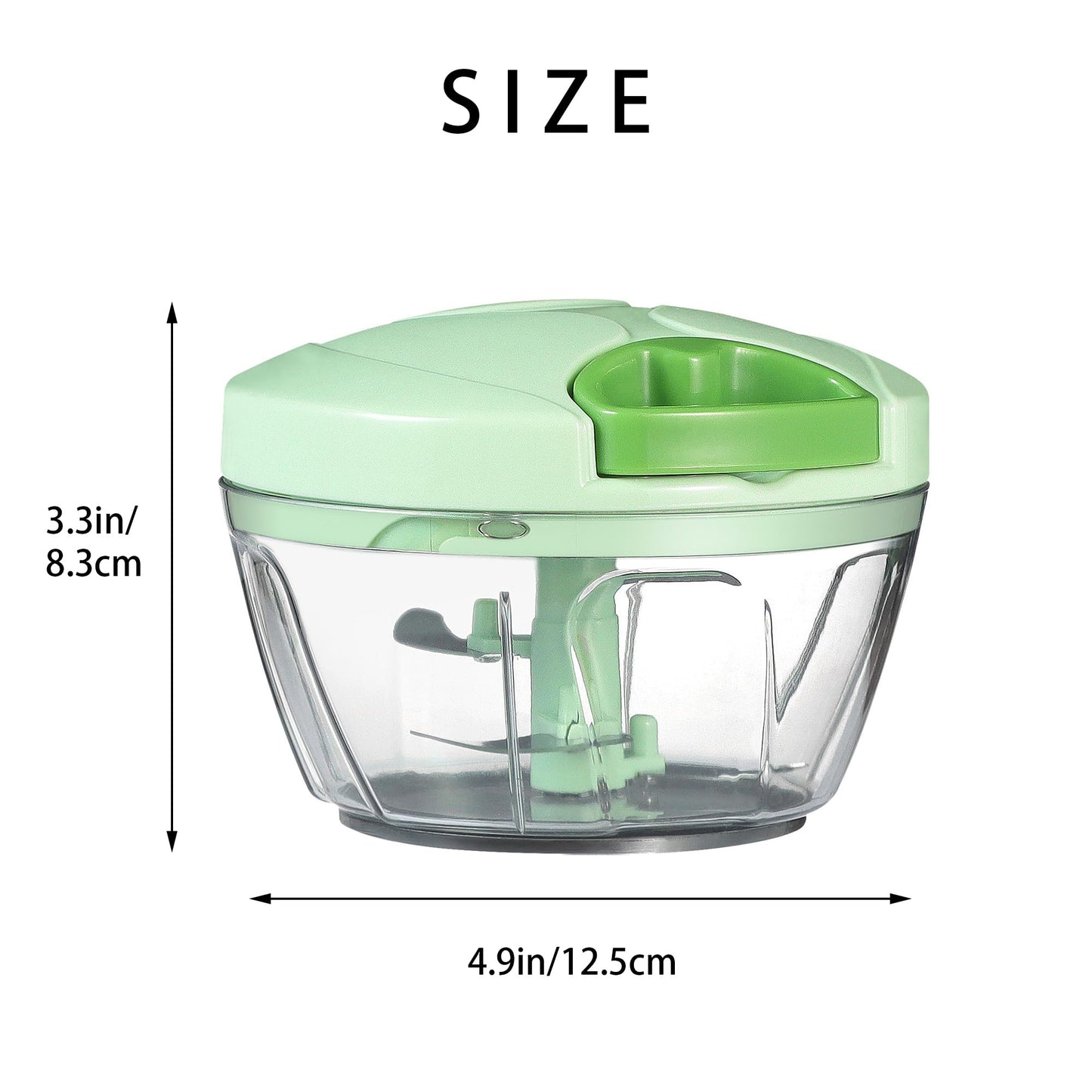 Ourokhome Manual Food Processor, Vegetable Chopper, Portable Manual Garlic Puller, Onion Chopper for Vegetables, Ginger, Fruits, Nuts, Herbs, etc, 500ml, Green