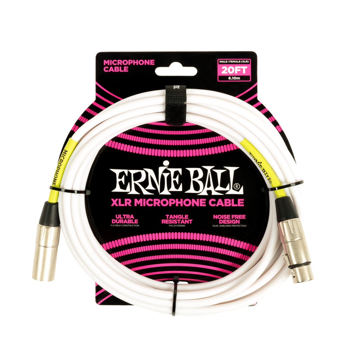 Ernie Ball 20ft XLR Microphone Cable, White (P06389)