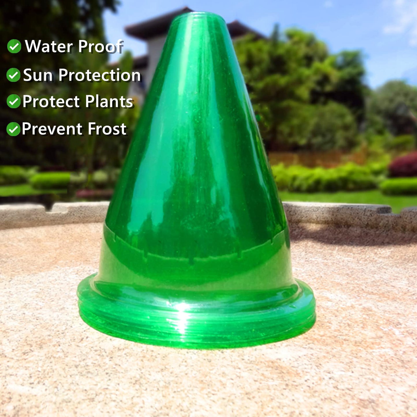 【36 Pieces】 Garden Cloches for Plants, Multifunctional Plant Cover Plant Protectors Transparent Bell Jar Cloche Protection Plants from Birds, Animals, Frost, Freeze Weather,7.8" D x 9.4" H, Green