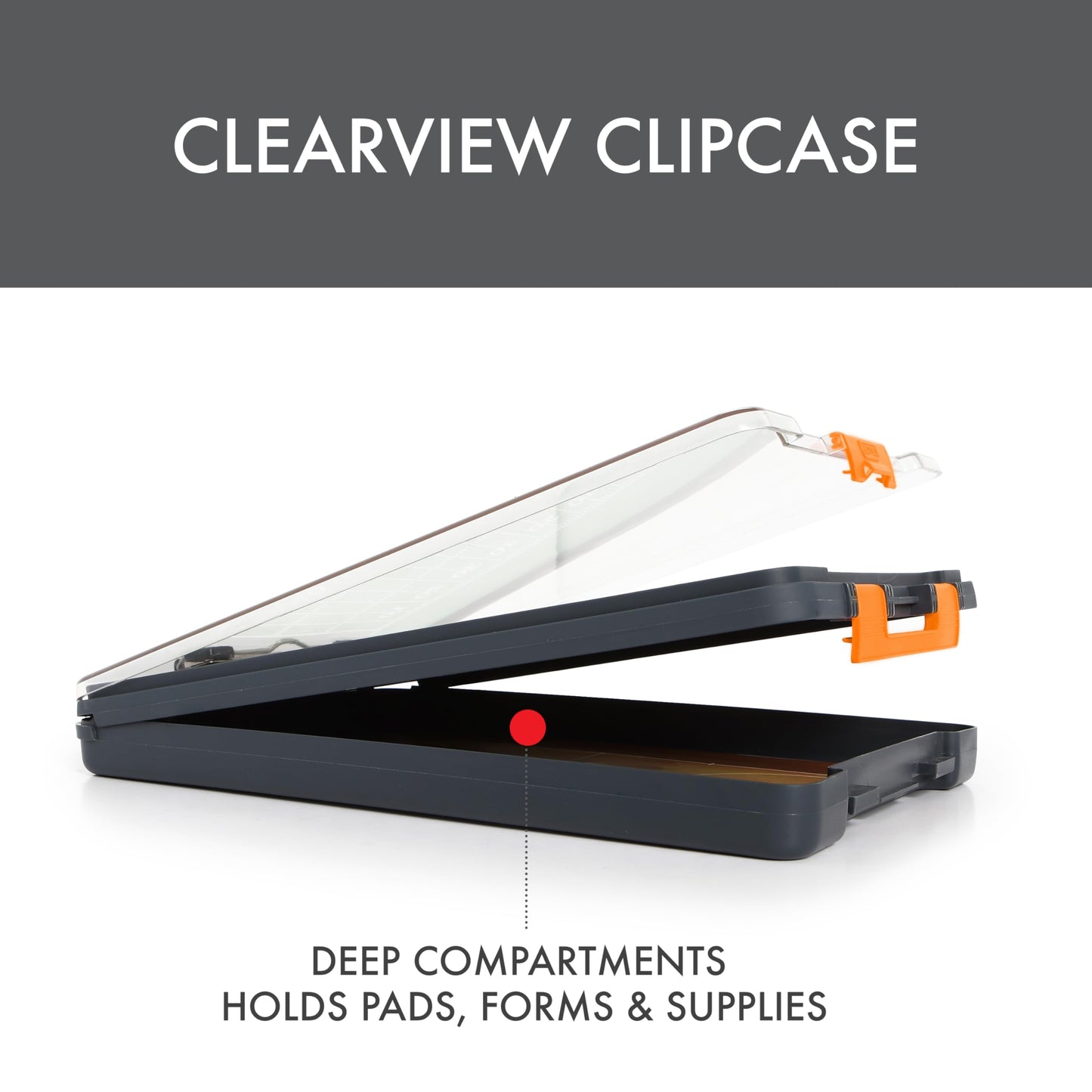 Dexas Clearview Clipcase Dry Erase clipboard, 13.75 x 9.5 Inch, Orange. See papers clearly outdoors, stay organized and dry. Ideal for coaching, teaching, homeschooling, art, trades, and medical pros.