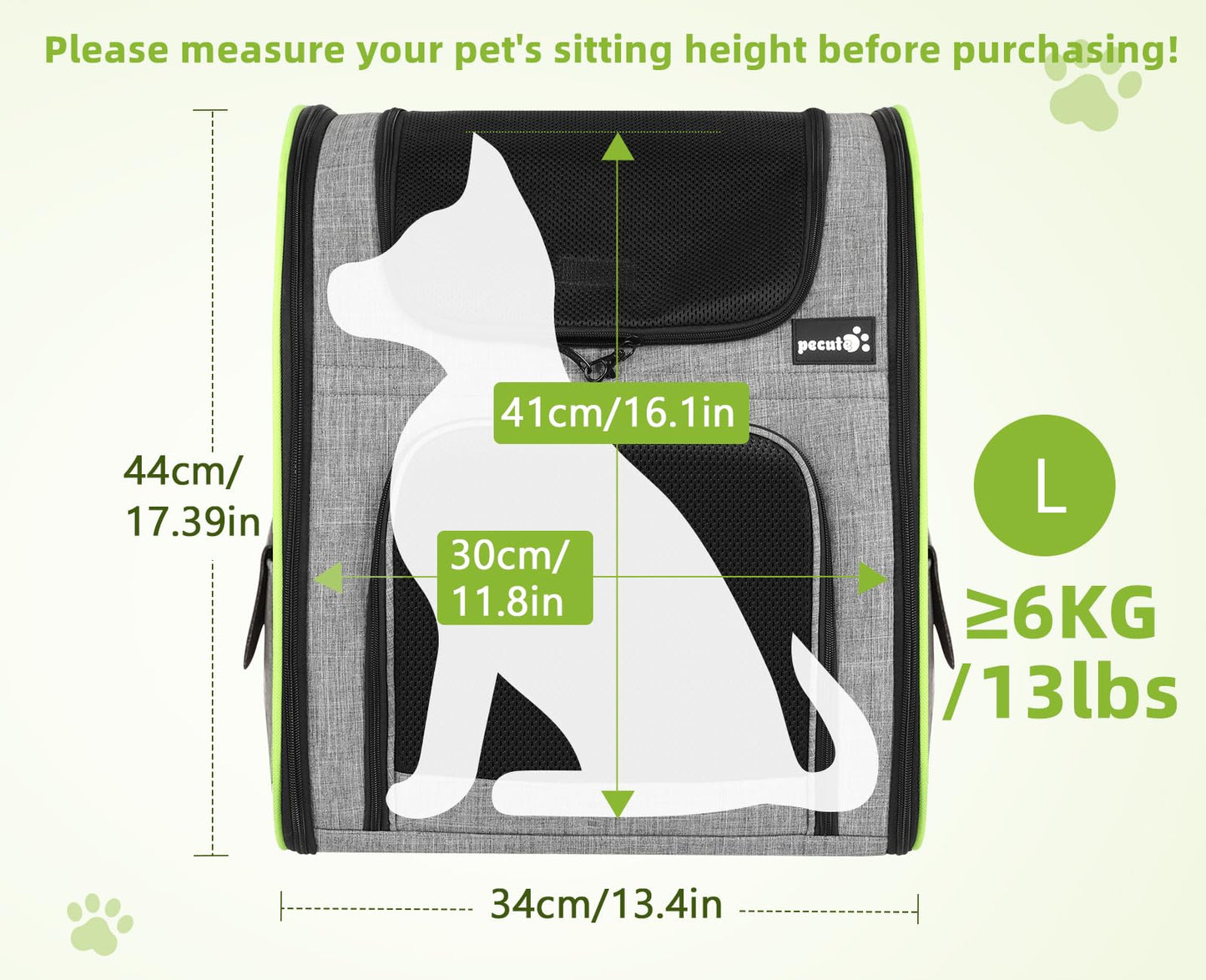 Pecute Pet Carrier Backpack, Dog Carrier Backpack, Expandable with Breathable Mesh for Small Dogs Cats Puppies, Pet Backpack Bag for Hiking Travel Camping Outdoor Hold Pets Up to 1 Count (Pack of 1)