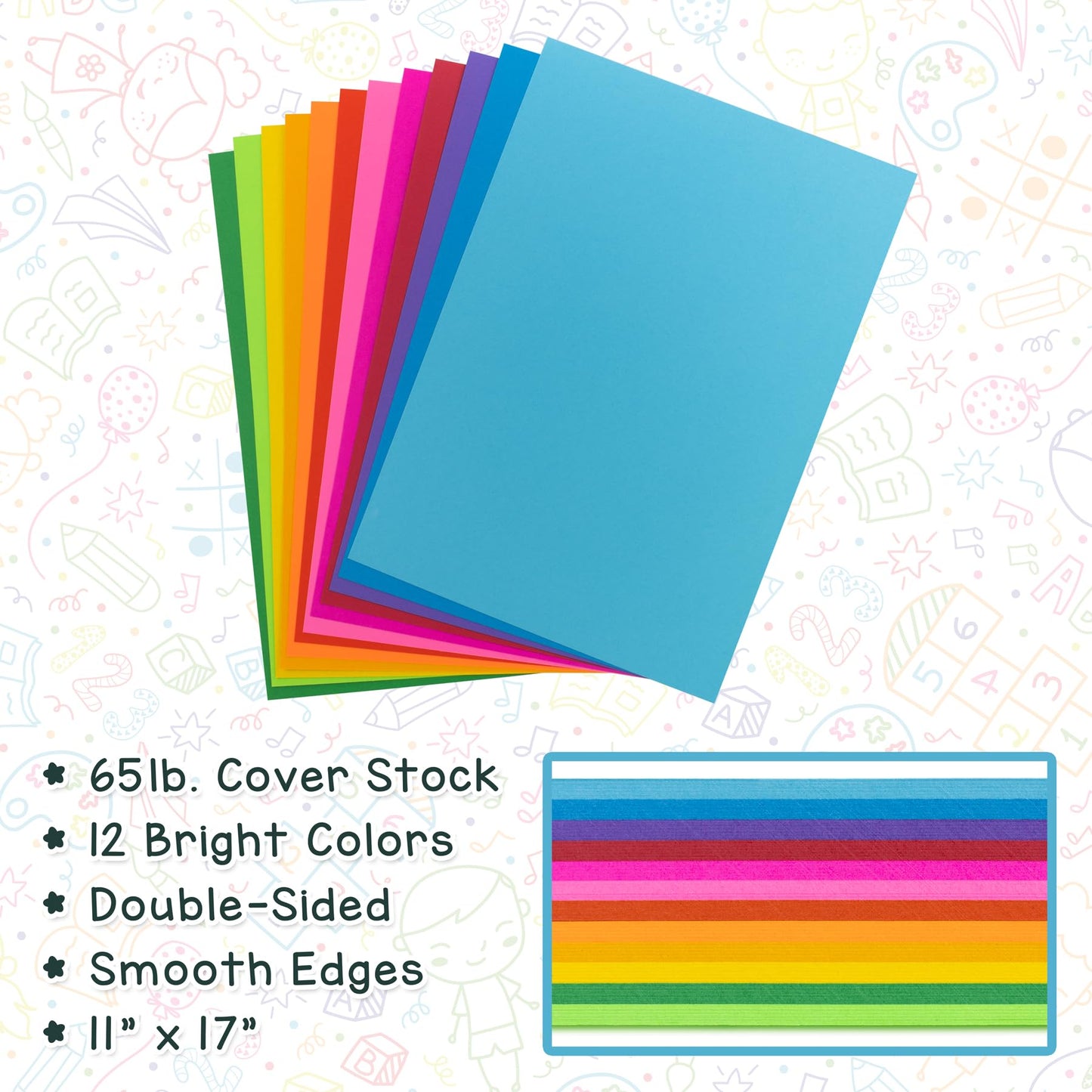 Hygloss Red Bright Colored Cardstock - 11x17-Inch, 50 Sheets, 65 lb/ 176 GSM, Fade-Resistant, Acid-Free Color Card Stock Paper