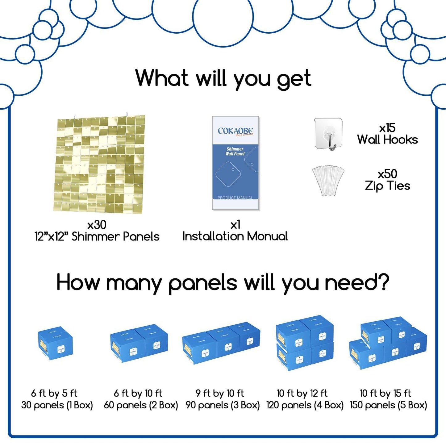 COKAOBE Light Gold Shimmer Wall Backdrop, 30 Pcs Square Sequin Shimmer Backdrop Panel, Sequin Backdrops for Birthday, Anniversary, Wedding, Graduation & Bachelorette Party Decoration