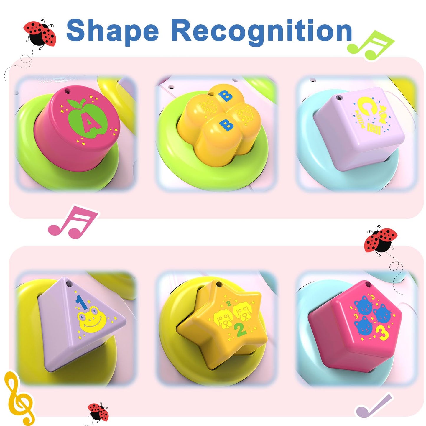 Baby Musical Ladybug Crawling Toys,Baby Toys 6-12 Months Whit Light-up Music, Early Educational Learning Montessori Toys, Infant Gift Toys for 7 8 9 10 11 Months 1-2 Years Old Newborn Girls (Pink)