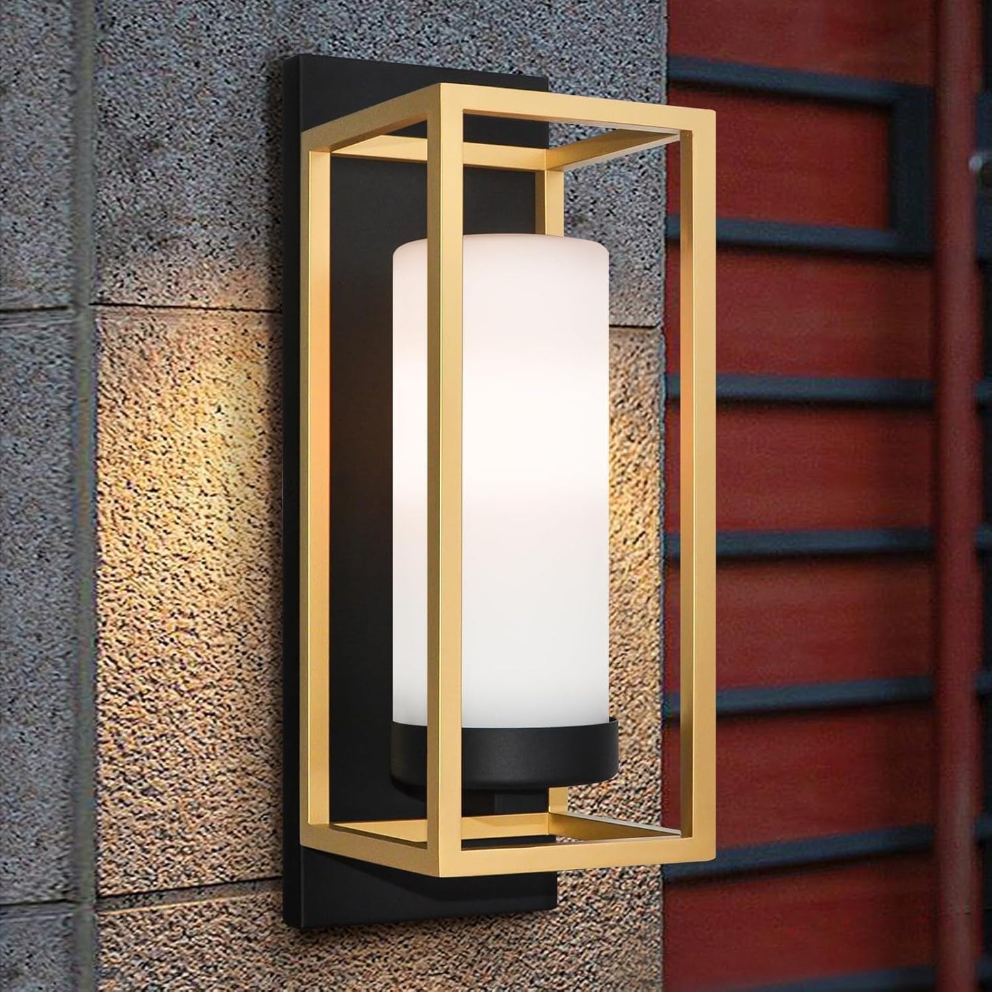 ALVIME Modern Outdoor Wall Light, Waterproof Outdoor Wall Sconce, Exterior Wall Lights Fixture, LED Wall Lamps with Frosted Glass for Front Door, Patio, Garage, E26 Base