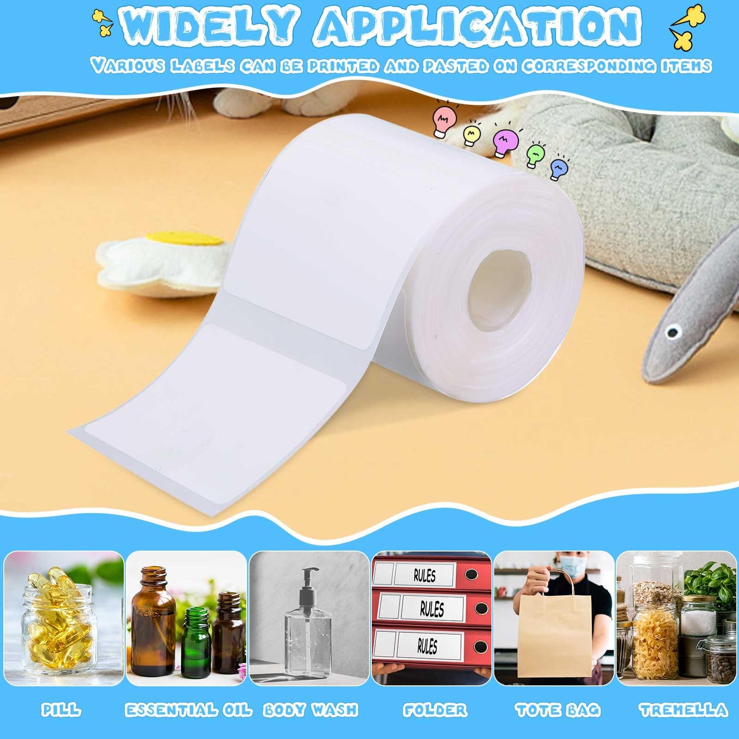 Ctosree 24 Rollers Compatible with Phomemo/D30 Label Maker Blank Adhesive Thermal Paper Compatible with Phomemo Label Printer Paper Sticker Tape for Name Price (1.57 x 1.18 Inch)