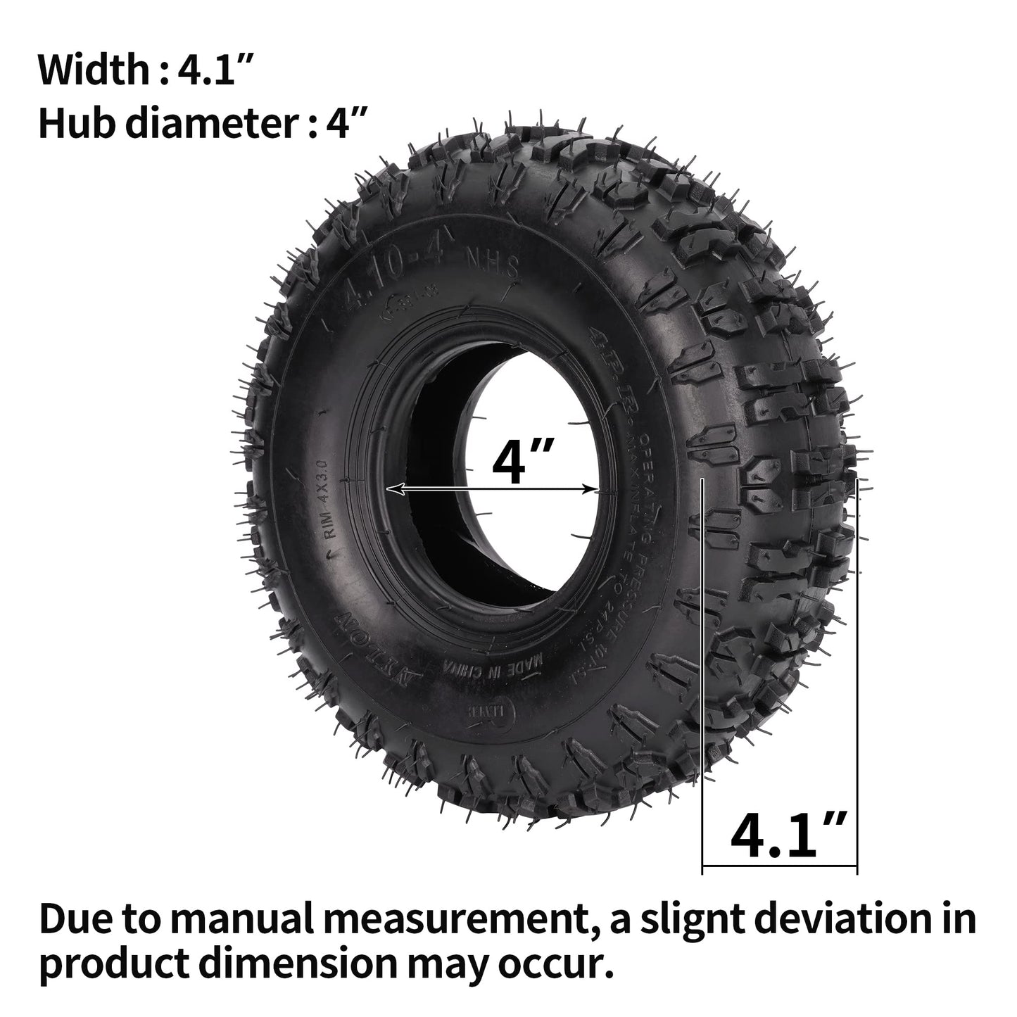 (2-Pack) 4.10-4 410-4 Tire & Inner Tube Replacement for Wheelbarrow, Snow Blower, Go Cart, Hand Truck, Garden Rototiller, ATV, Lawn Mower, Dollies Generator, TR87 Angled Valve Stem