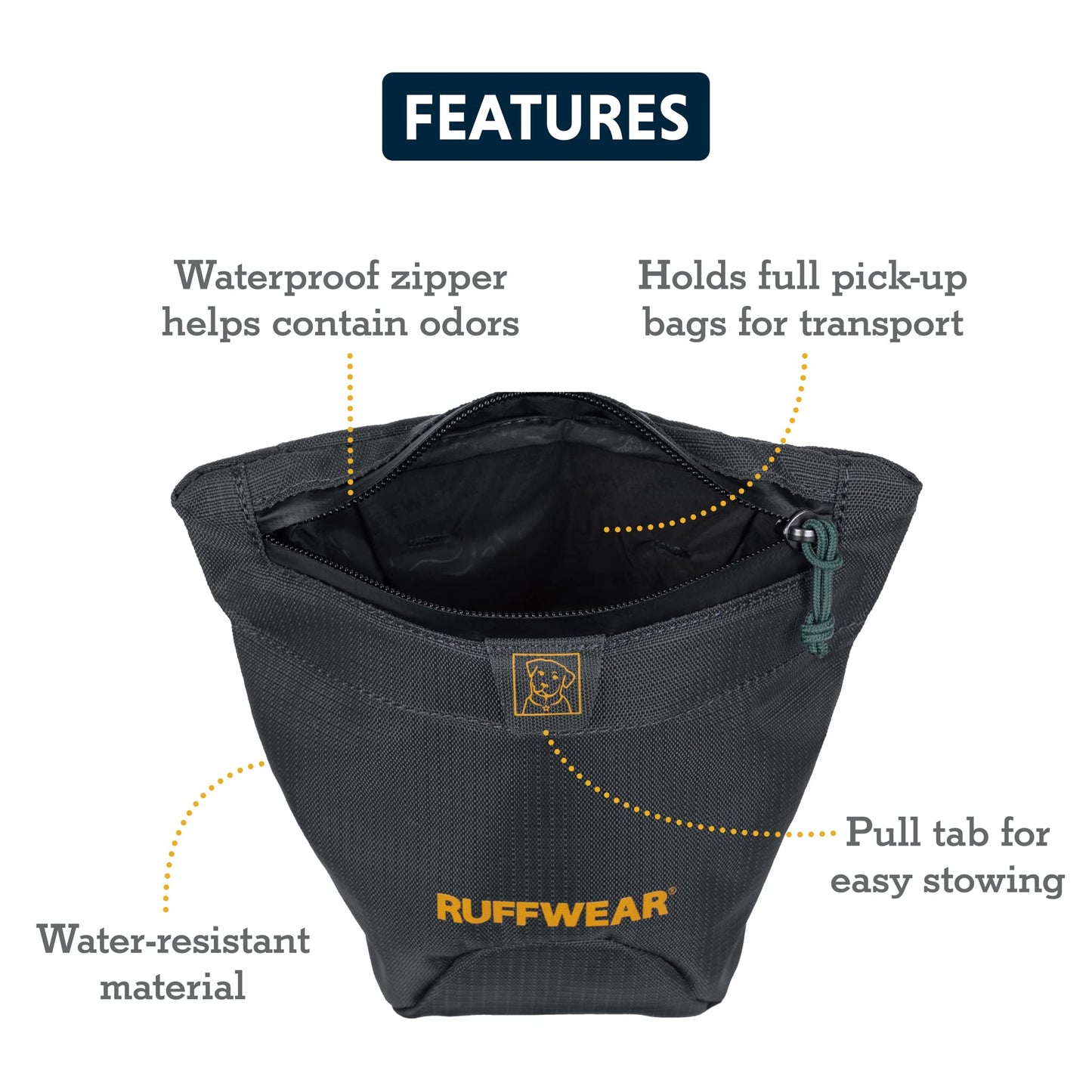 RUFFWEAR, Pack Out Bag, Pick-up Bag Holder and Dispenser for Dog Walking, Basalt Gray, Large