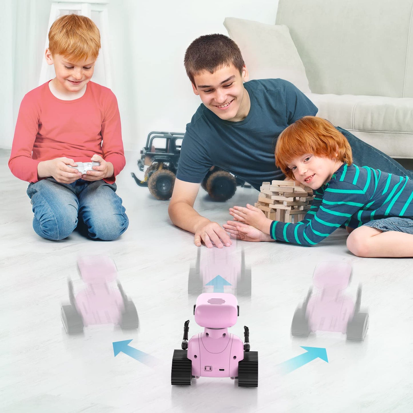 ALLCELE Girls Robot Toy, Rechargeable RC Robots for Kid, Remote Control Toy with Music and LED Eyes, Gift for Children Age 3 Years and Up - Pink